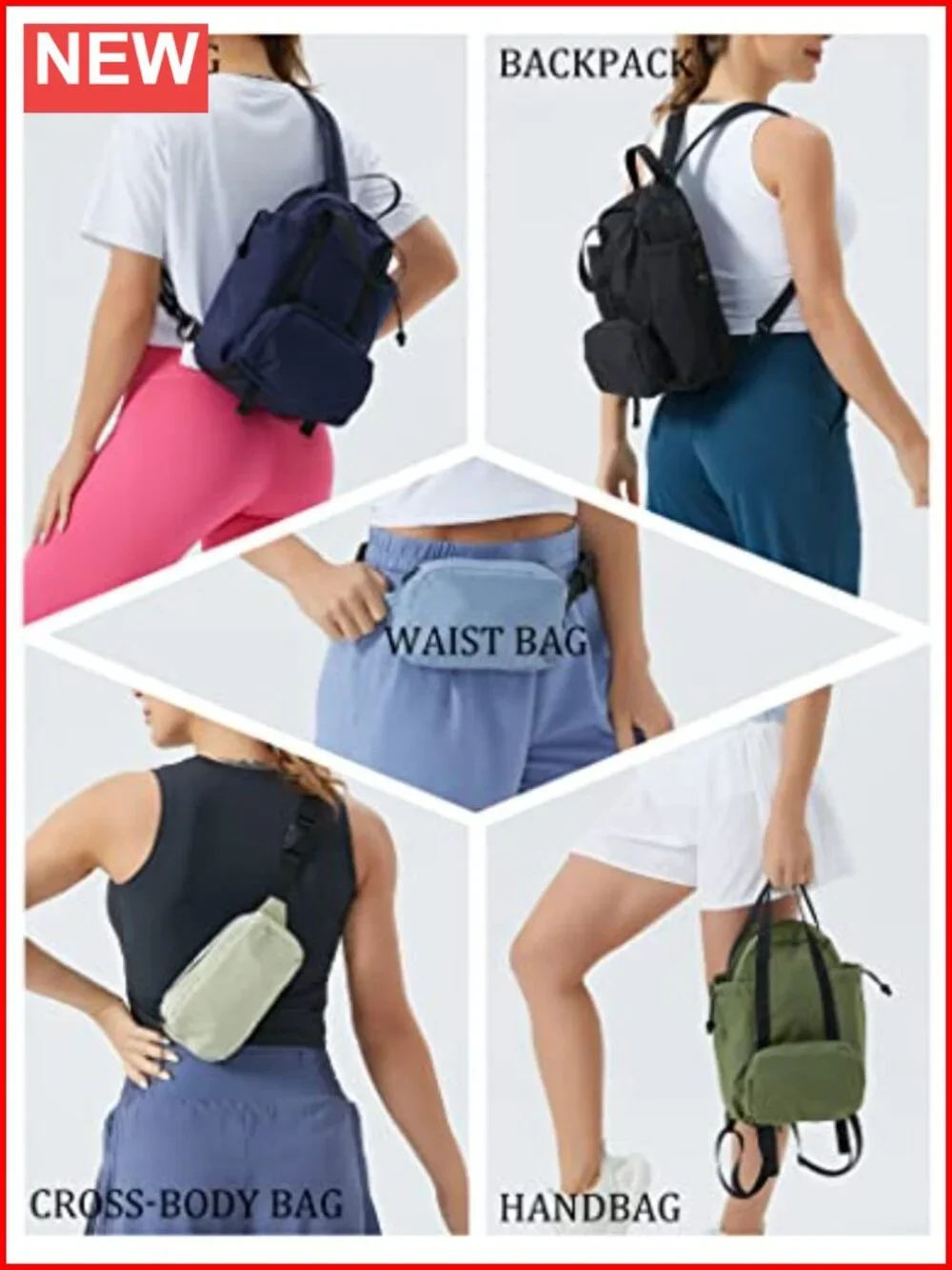 Waterproof Convertible Mini Backpack Detachable Sling Crossbody Bag Hiking